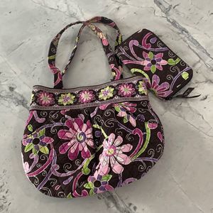 2-PIECE Vera Bradley Set: Shoulder Bag & Zip Wallet, Paisley Purple